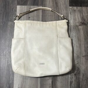 Coach Cream Shoulder Bag with Textured Finish
